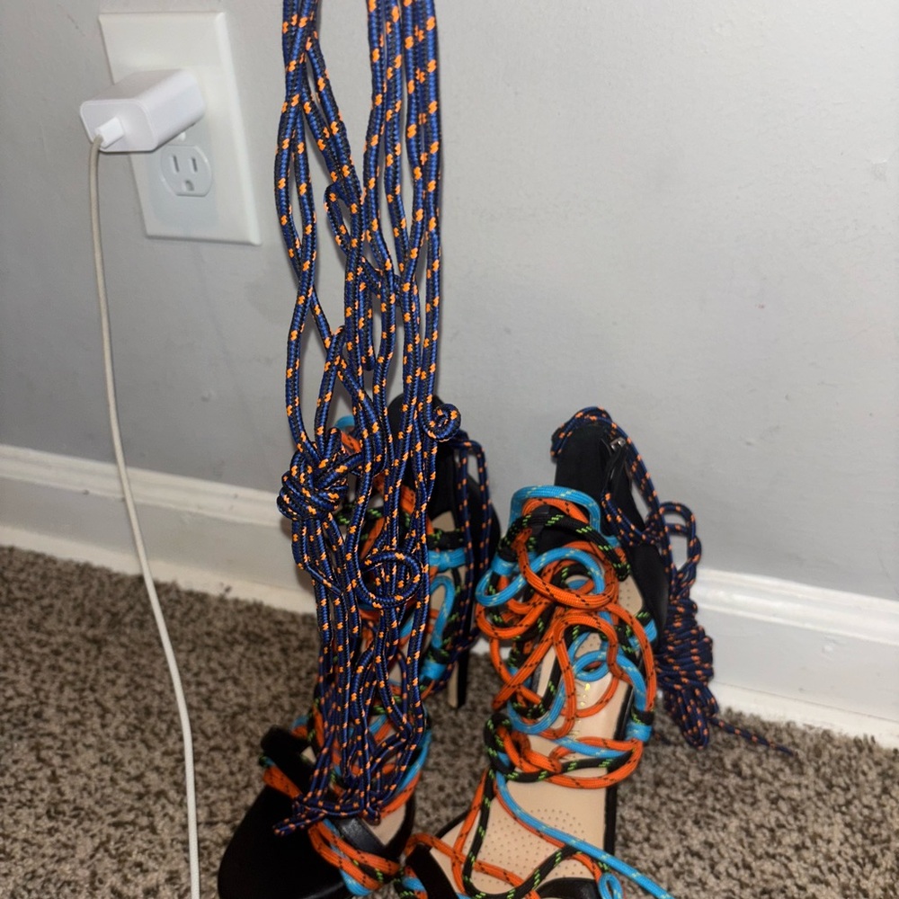 AKIRA Multicolor Lace-Up Heels